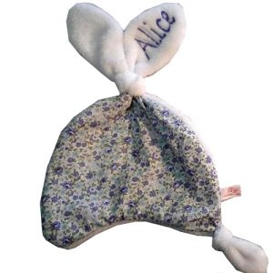Doudou plat LAPINOU Liberty bleu